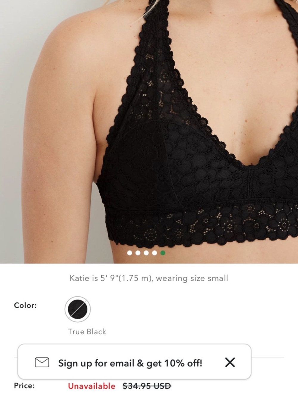 aerie Black Lace Halter Bralette